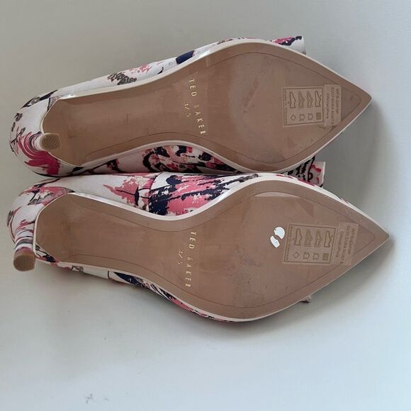 Ted Baker London Zafip Bow Pointed Toe Pump in Natural / Pink EU 37.5 MSRP $195 - Picture 4 of 6